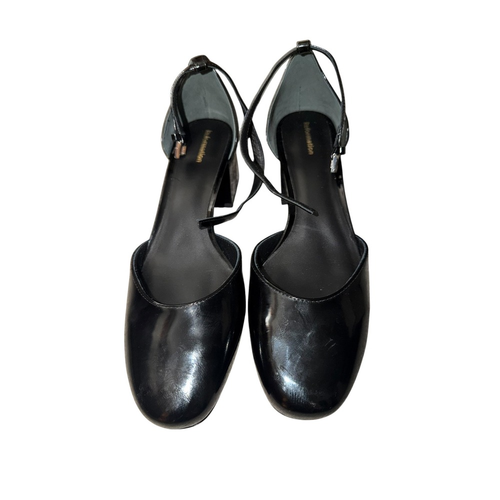 Reformation Black Almond Toe Block Heels Sz 8.5 Minimalist Gothic Office Chic - Picture 2 of 7